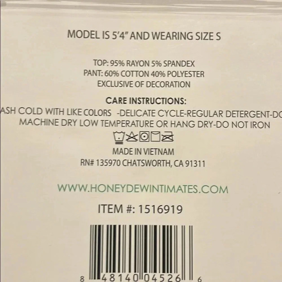 Honeydew Ladies' Embroidered Lounge Set 2-piece Small - Picture 5 of 6